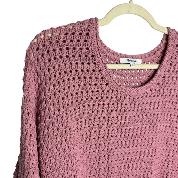 Madewell Open Stitch Austen Pullover Sweater Dusty Pink Size M Beachy Coastal - Picture 8 of 12